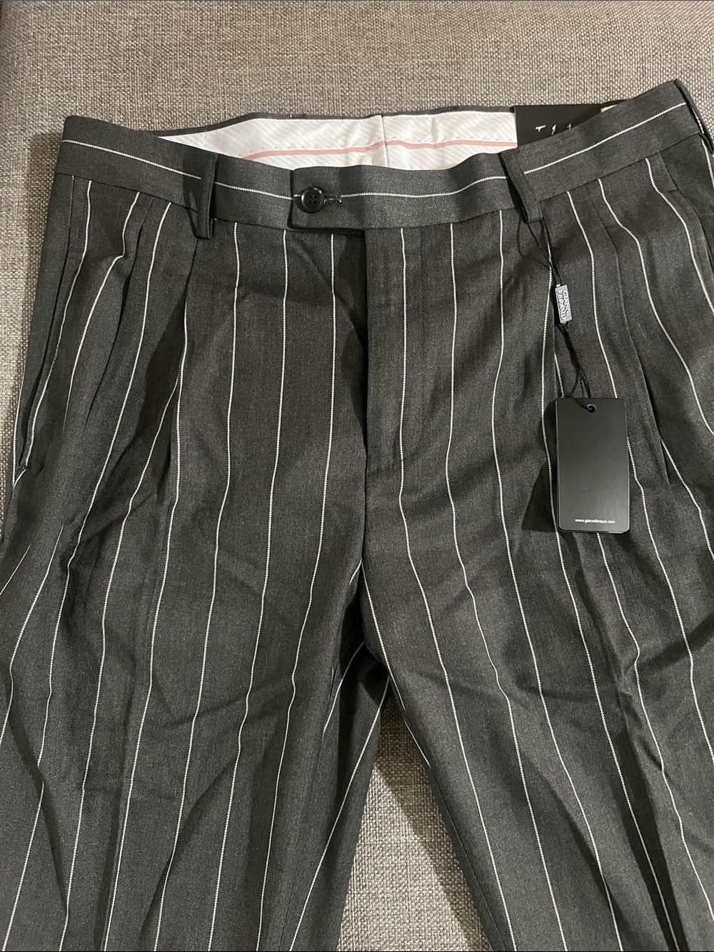 Men's Charcoal Pinstripe Dress Pants - Classic Formal Trousers